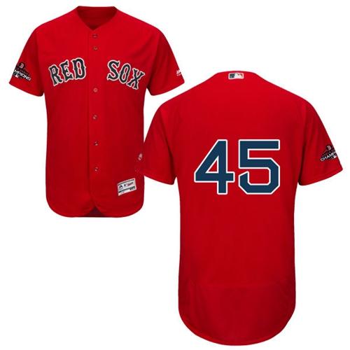 Boston Red Sox #45 Pedro Martinez Red Flexbase Authentic Collection 2018 World Series Champions Stitched Jersey Men's cheap jerseys for sale - CheapJerseys.Shop