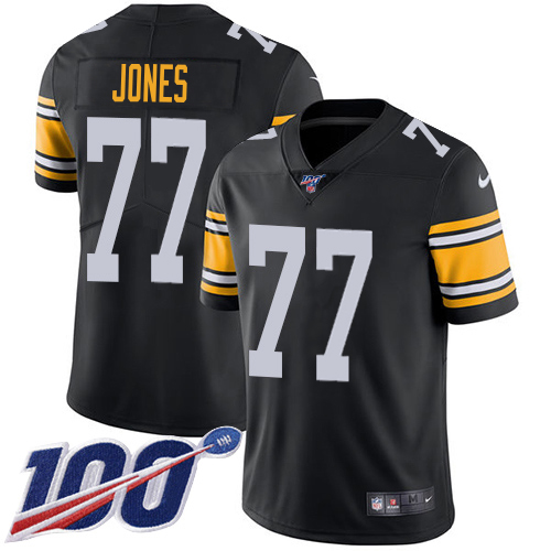 Steelers #77 Broderick Jones Black Alternate Men's Stitched 100th Season Vapor Limited Jersey cheap jerseys for sale - CheapJerseys.Shop
