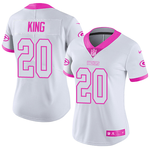 Green Bay Packers #20 Kevin King White/Pink Women's Stitched Limited Rush Fashion Jersey Womens cheap jerseys for sale - CheapJerseys.Shop