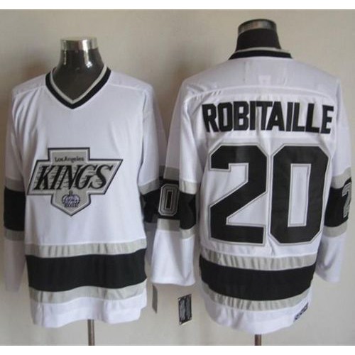 Los Angeles Kings #20 Luc Robitaille White CCM Throwback Stitched Jersey Men's cheap jerseys for sale - CheapJerseys.Shop