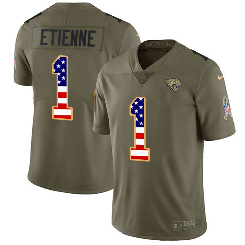 Jaguars #1 Travis Etienne Olive/USA Flag Youth Stitched Limited 2017 Salute To Service Jersey cheap jerseys for sale - CheapJerseys.Shop