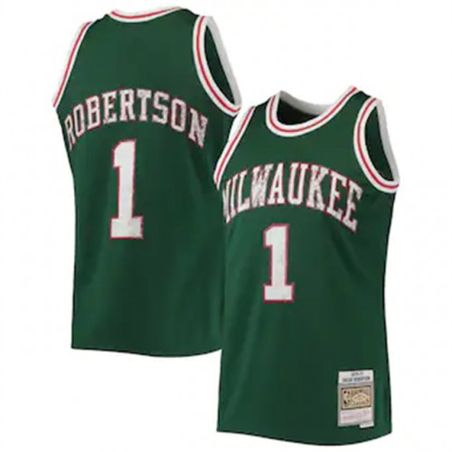 Milwaukee Bucks #1 Oscar Robertson Mitchell & Ness 1996-97 Hardwood Classics 75th Anniversary Diamond Swingman Jersey - Green Mens cheap jerseys for sale - CheapJerseys.Shop