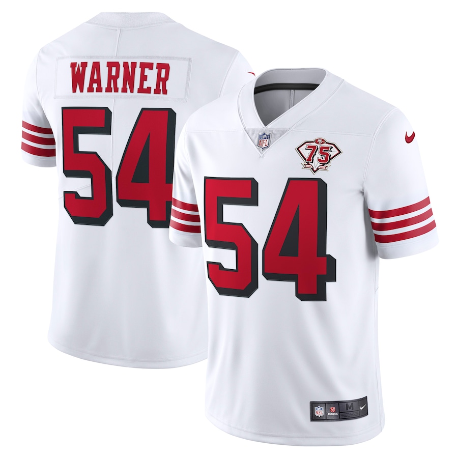 49ers #54 Fred Warner White Rush Men's 75th Anniversary Stitched Vapor Untouchable Limited Jersey cheap jerseys for sale - CheapJerseys.Shop