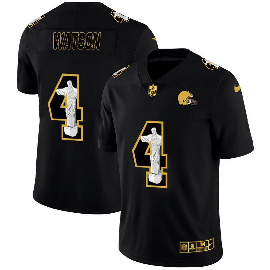 Cleveland Browns #4 Deshaun Watson Men's Carbon Black Vapor Cristo Redentor Limited Jersey cheap jerseys for sale - CheapJerseys.Shop