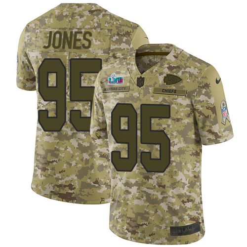 Chiefs #95 Chris Jones Camo Super Bowl LVII Patch Men's Stitched Limited 2018 Salute To Service Jersey cheap jerseys for sale - CheapJerseys.Shop