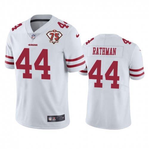 San Francisco 49ers #44 Tom Rathman White Men's 75th Anniversary Stitched Vapor Untouchable Limited Jersey Men's cheap jerseys for sale - CheapJerseys.Shop