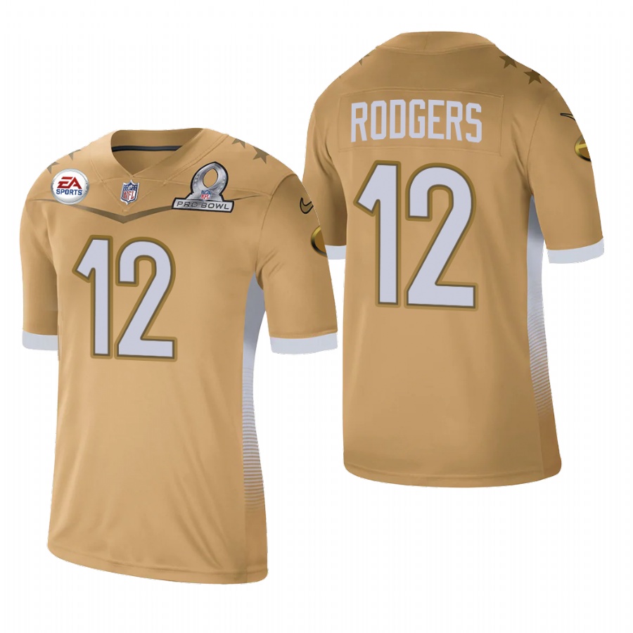 Green Bay Packers #12 Aaron Rodgers 2021 NFC Pro Bowl Game Gold Jersey cheap jerseys for sale - CheapJerseys.Shop
