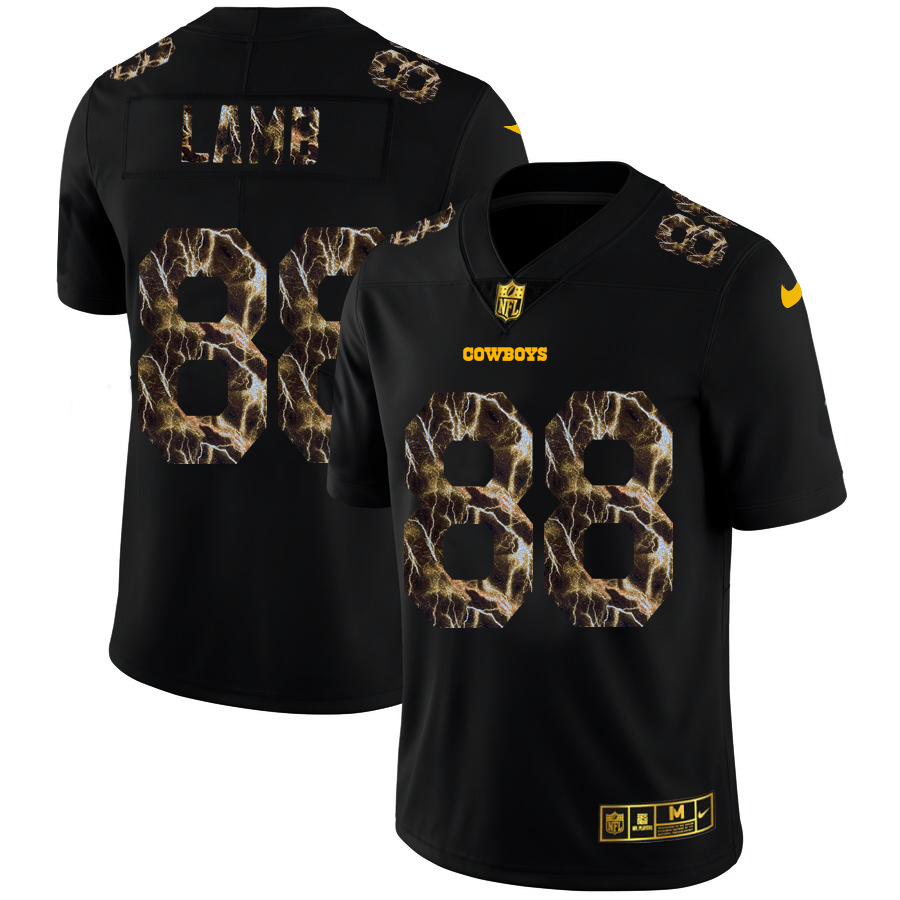 Dallas Cowboys #88 CeeDee Lamb Men's Black Flocked Lightning Vapor Limited Jersey cheap jerseys for sale - CheapJerseys.Shop