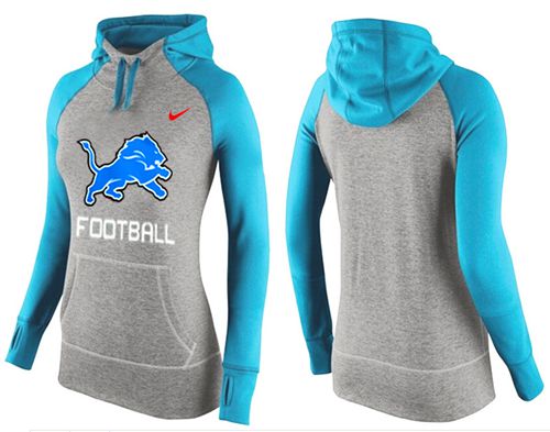 Women's Detroit Lions Performance Hoodie Grey & Light Blue cheap jerseys for sale - CheapJerseys.Shop