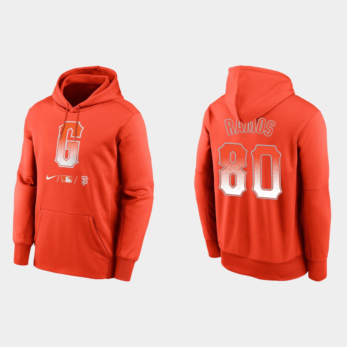 San Francisco Giants #80 Heliot Ramos Men's 2021 City Connect Therma Pullover Orange Hoodie cheap jerseys for sale - CheapJerseys.Shop