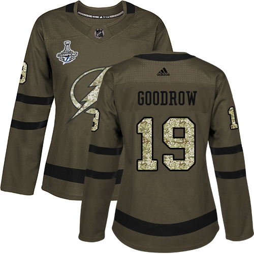 Tampa Bay Lightning #19 Barclay Goodrow Green Salute to Service Women's 2020 Stanley Cup Champions Stitched Jersey Womens cheap jerseys for sale - CheapJerseys.Shop
