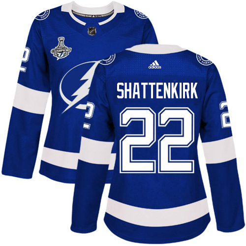 Tampa Bay Lightning #22 Kevin Shattenkirk Blue Home Authentic Women's 2020 Stanley Cup Champions Stitched Jersey Womens cheap jerseys for sale - CheapJerseys.Shop