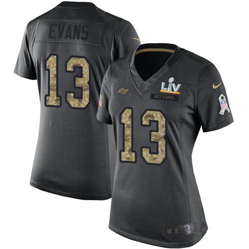 Buccaneers #13 Mike Evans Black Women's Super Bowl LV Bound Stitched Limited 2016 Salute To Service Jersey cheap jerseys for sale - CheapJerseys.Shop