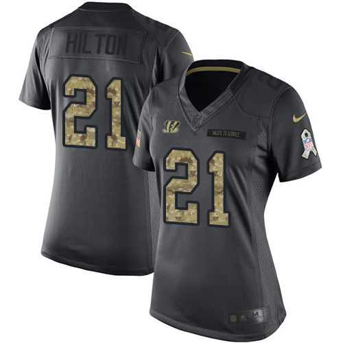 Cincinnati Bengals #21 Mike Hilton Black Women's Stitched Limited 2016 Salute to Service Jersey Womens cheap jerseys for sale - CheapJerseys.Shop