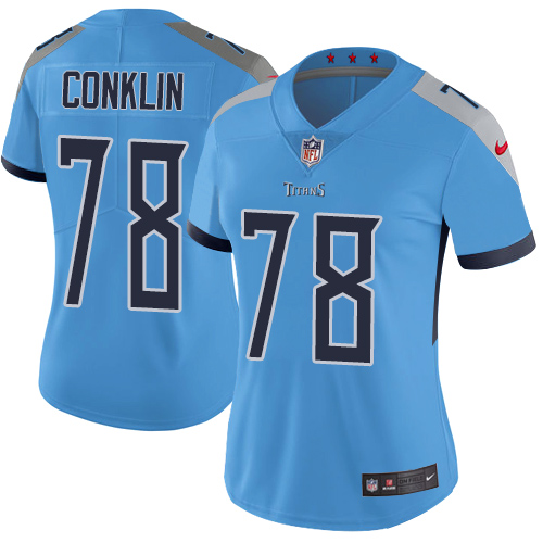 Tennessee Titans #78 Jack Conklin Light Blue Alternate Women's Stitched Vapor Untouchable Limited Jersey Womens cheap jerseys for sale - CheapJerseys.Shop