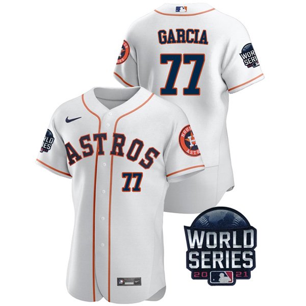 Houston Astros #77 Luis Garcia Men's 150th Anniversary 2021 World Series Authentic Jersey - White cheap jerseys for sale - CheapJerseys.Shop