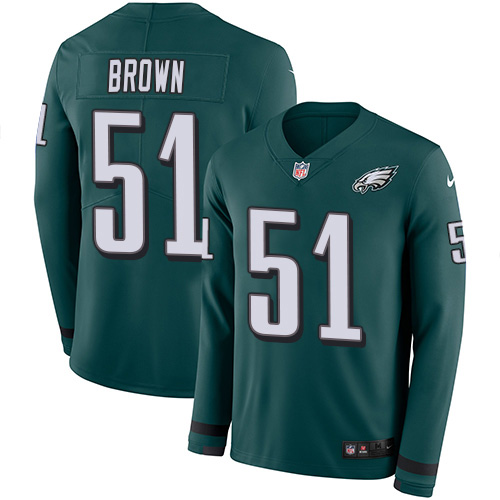 Philadelphia Eagles #51 Zach Brown Midnight Green Team Color Men's Stitched Limited Therma Long Sleeve Jersey Men's cheap jerseys for sale - CheapJerseys.Shop