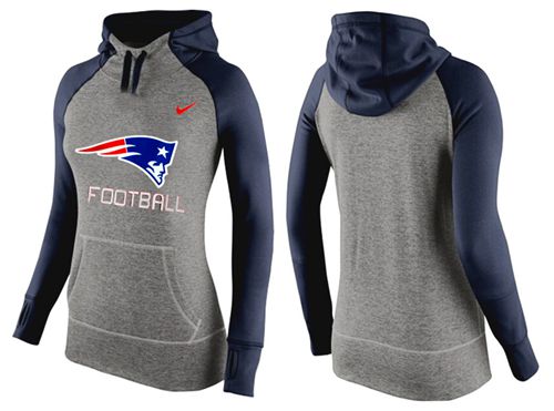 Women's New England Patriots Performance Hoodie Grey & Dark Blue_1 cheap jerseys for sale - CheapJerseys.Shop