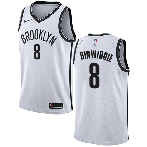 Brooklyn Nets #8 Spencer Dinwiddie White Swingman Association Edition Jersey Mens cheap jerseys for sale - CheapJerseys.Shop
