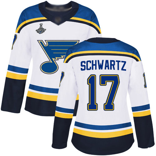 St. Louis Blues #17 Jaden Schwartz White Road Authentic Stanley Cup Champions Women's Stitched Jersey Womens cheap jerseys for sale - CheapJerseys.Shop