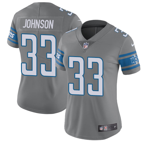 Detroit Lions #33 Kerryon Johnson Gray Women's Stitched Limited Rush Jersey Womens cheap jerseys for sale - CheapJerseys.Shop