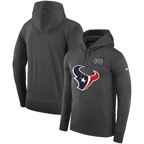 Men's Houston Texans Anthracite Crucial Catch Performance Pullover Hoodie cheap jerseys for sale - CheapJerseys.Shop