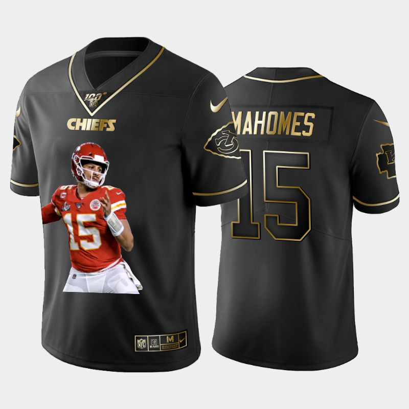Kansas City Chiefs #15 Patrick Mahomes Team Hero 3 Vapor Limited 100 Jersey Black Golden cheap jerseys for sale - CheapJerseys.Shop
