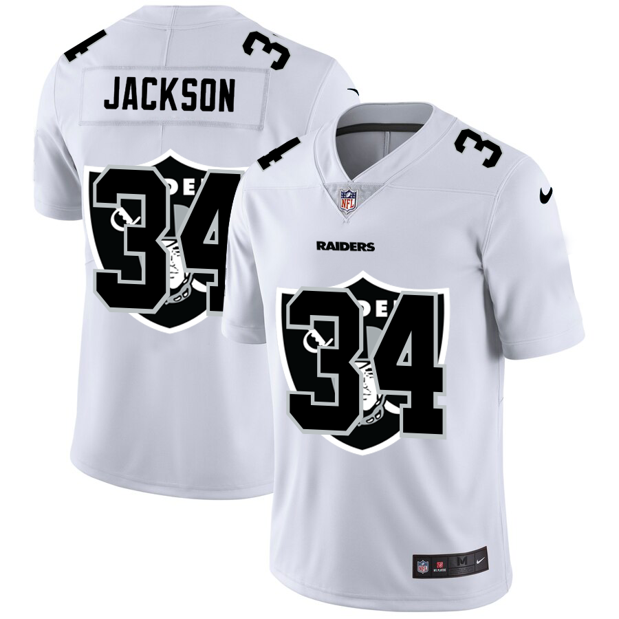 Las Vegas Raiders #34 Bo Jackson White Men's Team Logo Dual Overlap Limited Jersey cheap jerseys for sale - CheapJerseys.Shop