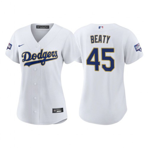 Los Angeles Los Angeles Dodgers #45 Matt Beaty Women's 2021 Gold Program World Series Champions Jersey Whtie Womens cheap jerseys for sale - CheapJerseys.Shop