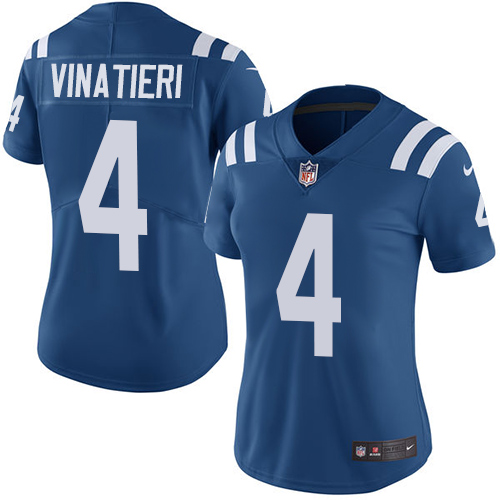 Indianapolis Colts #4 Adam Vinatieri Royal Blue Team Color Women's Stitched Vapor Untouchable Limited Jersey Womens cheap jerseys for sale - CheapJerseys.Shop