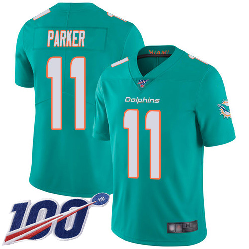 Miami Dolphins #11 DeVante Parker Aqua Green Team Color Men's Stitched 100th Season Vapor Limited Jersey Men's cheap jerseys for sale - CheapJerseys.Shop
