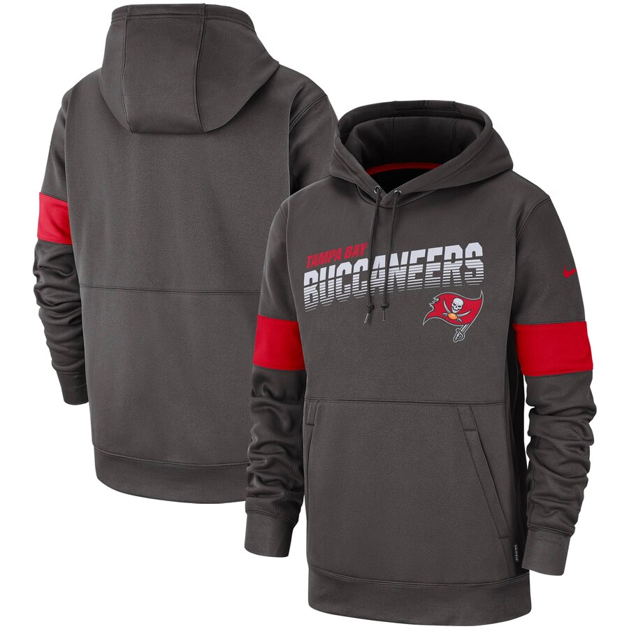 Tampa Bay Buccaneers Sideline Team Logo Performance Pullover Hoodie Pewter cheap jerseys for sale - CheapJerseys.Shop