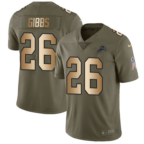 Lions #26 Jahmyr Gibbs Olive/Gold Youth Stitched Limited 2017 Salute To Service Jersey cheap jerseys for sale - CheapJerseys.Shop