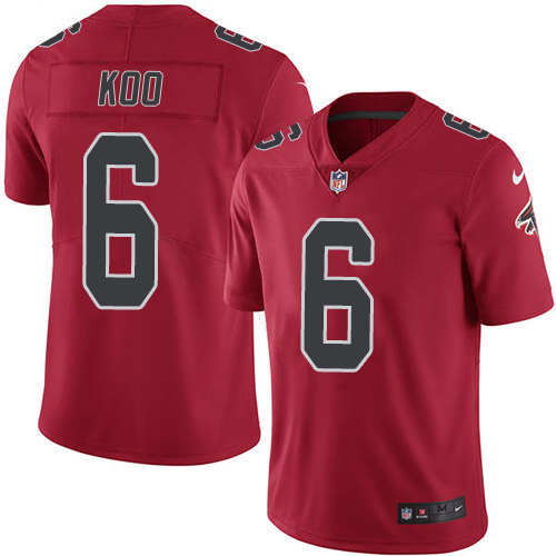 Falcons #6 Younghoe Koo Red Men's Stitched Limited Rush Jersey cheap jerseys for sale - CheapJerseys.Shop