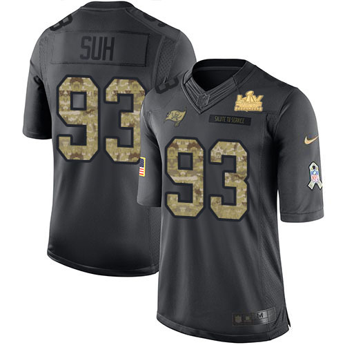 Tampa Bay Buccaneers #93 Ndamukong Suh Black Men's Super Bowl LV Champions Patch Limited 2016 Salute to Service Jersey Men's cheap jerseys for sale - CheapJerseys.Shop