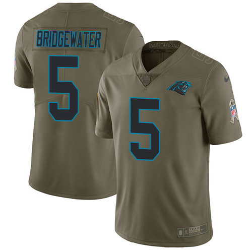 Carolina Panthers #5 Teddy Bridgewater Olive Men's Stitched Limited 2017 Salute To Service Jersey Men's cheap jerseys for sale - CheapJerseys.Shop