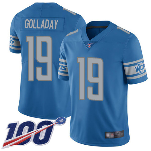 Detroit Lions #19 Kenny Golladay Blue Team Color Men's Stitched 100th Season Vapor Limited Jersey Men's cheap jerseys for sale - CheapJerseys.Shop