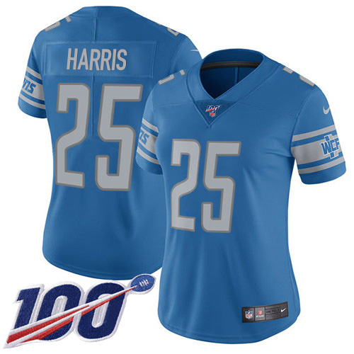 Detroit Lions #25 Will Harris Light Blue Team Color Women's Stitched 100th Season Vapor Untouchable Limited Jersey Womens cheap jerseys for sale - CheapJerseys.Shop
