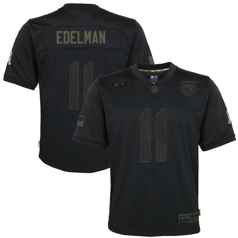 New England Patriots #11 Julian Edelman Youth 2020 Salute To Service Game Jersey Black cheap jerseys for sale - CheapJerseys.Shop