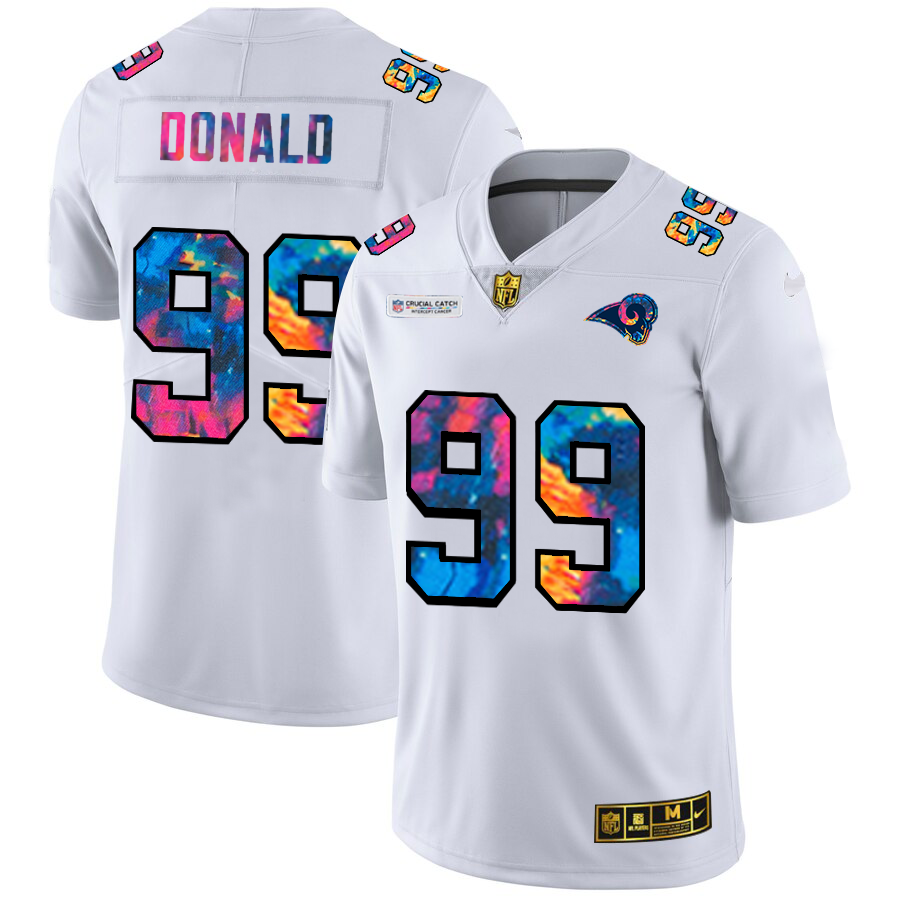 Los Angeles Rams #99 Aaron Donald Men's White Multi-Color 2020 Crucial Catch Limited Jersey cheap jerseys for sale - CheapJerseys.Shop