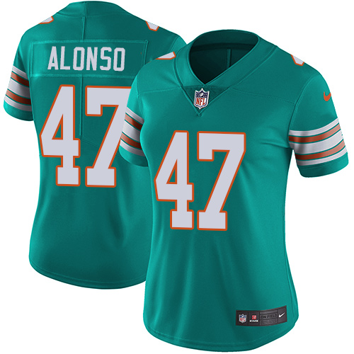 Miami Dolphins #47 Kiko Alonso Aqua Green Alternate Women's Stitched Vapor Untouchable Limited Jersey Womens cheap jerseys for sale - CheapJerseys.Shop