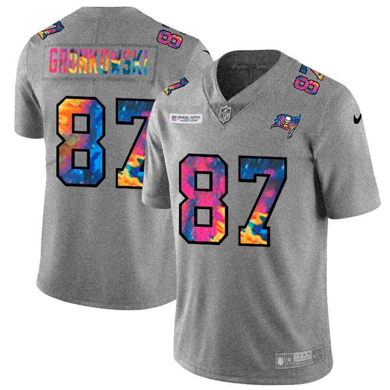 Tampa Bay Buccaneers #87 Rob Gronkowski Men's Multi-Color 2020 Crucial Catch Jersey Greyheather cheap jerseys for sale - CheapJerseys.Shop