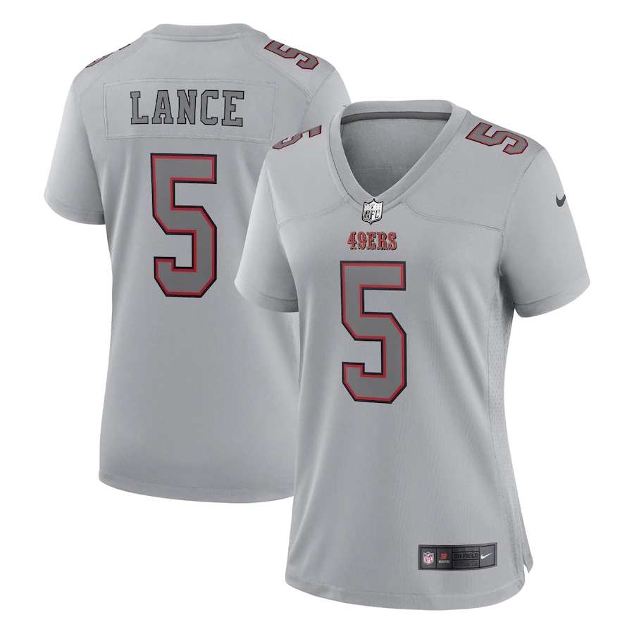 San Francisco 49ers #5 Trey Lance Women's Gray Atmosphere Fashion Game Jersey cheap jerseys for sale - CheapJerseys.Shop