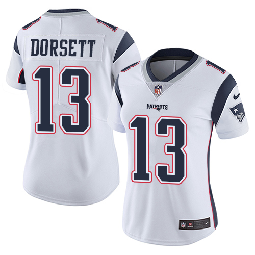 New England Patriots #13 Phillip Dorsett White Women's Stitched Vapor Untouchable Limited Jersey Womens cheap jerseys for sale - CheapJerseys.Shop