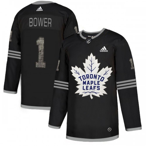 Maple Toronto Maple Leafs #1 Johnny Bower Black Authentic Classic Stitched Jersey Men's cheap jerseys for sale - CheapJerseys.Shop