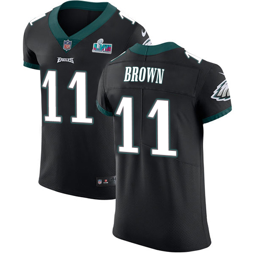 Eagles #11 A.J. Brown Black Alternate Super Bowl LVII Patch Men's Stitched New Elite Jersey cheap jerseys for sale - CheapJerseys.Shop