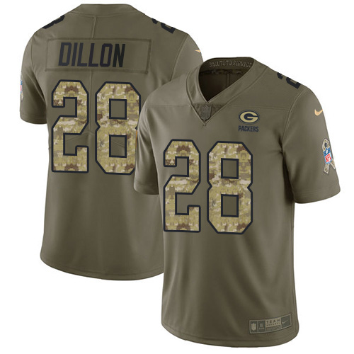 Packers #28 AJ Dillon Olive/Camo Men's Stitched Limited 2017 Salute To Service Jersey cheap jerseys for sale - CheapJerseys.Shop