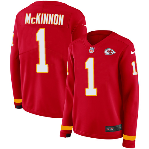 Chiefs #1 Jerick McKinnon Red Team Color Women's Stitched Limited Therma Long Sleeve Jersey cheap jerseys for sale - CheapJerseys.Shop