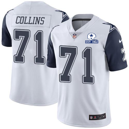 Dallas Cowboys #71 La'el Collins White Men's Stitched With Established In 1960 Patch Limited Rush Jersey Men's cheap jerseys for sale - CheapJerseys.Shop