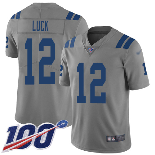 Indianapolis Colts #12 Andrew Luck Gray Men's Stitched Limited Inverted Legend 100th Season Jersey Men's cheap jerseys for sale - CheapJerseys.Shop